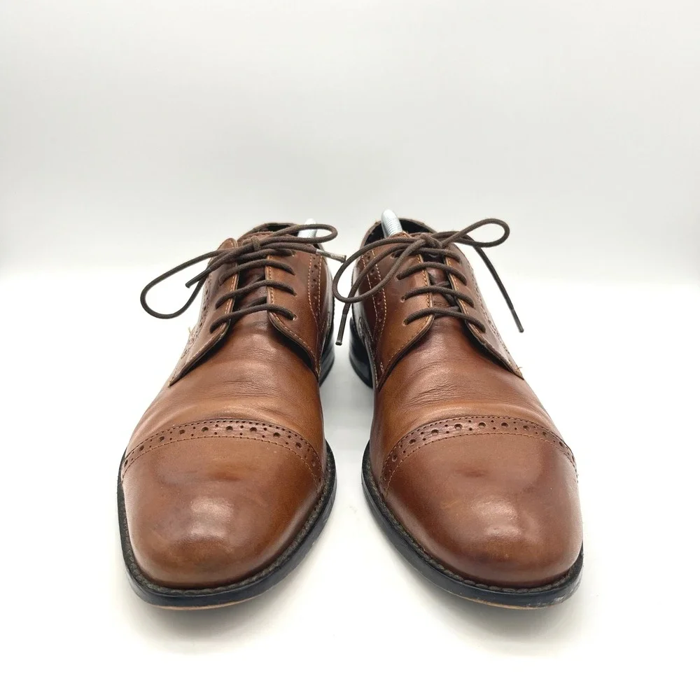 Stacy Adams Mens Brown Leather Cap Toe Oxford Dress Shoes Size 9.5 M 24858‎